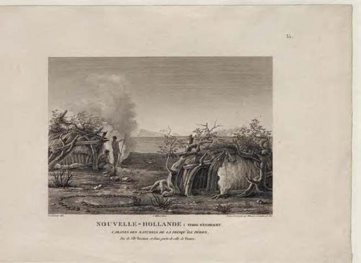 New Holland. Eendracht’s Land – Native hut on Peron Peninsula. 